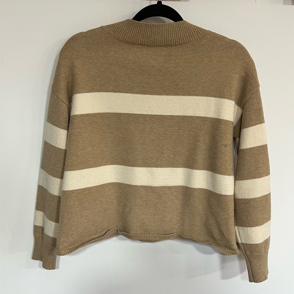 LNA Clothing Morjana V Neck Sweater in Camel Stripe - Picture 11 of 16